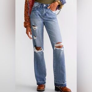 👖Flying Monkey Light Blue Distressed Straight-Leg Jeans👖